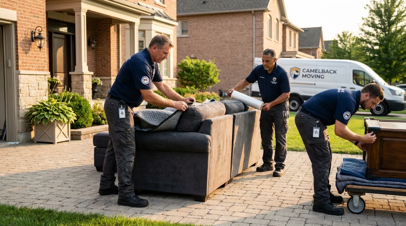 Large estate moving crew wrapping furniture in Hiller, PA